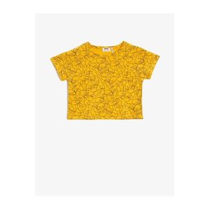 Koton Girl's Yellow Crew Neck Short Sleeve Cotton T-Shirt vyobraziť