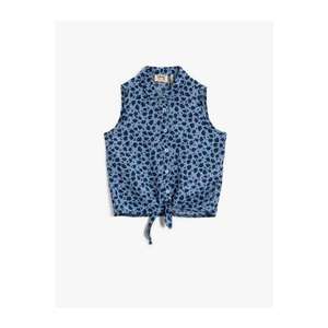 Koton Girl's Blue Printed Waistband Sleeveless Shirt vyobraziť