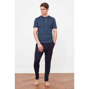 Trendyol Navy Blue Striped Knitted Pyjama Set vyobraziť