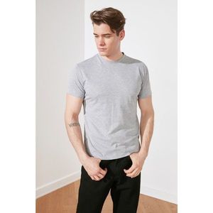 Trendyol Grey Men's Regular Fit Bike Collar Zero Sleeve Printed T-Shirt vyobraziť