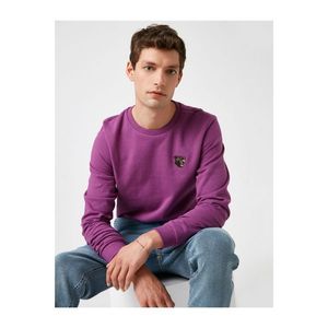 Koton Men's Purple Bike Collar Sweatshirt with Applique vyobraziť