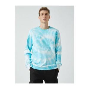 Koton Men's Blue Cotton Patterned Bicycle Collar Sweatshirt vyobraziť