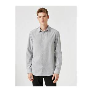 Koton Men's Grey Classic Collar Long Sleeve Shirt vyobraziť