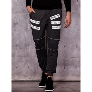 Dark gray sweatpants with a print vyobraziť