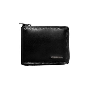 Small men´s leather wallet with a zipper, black vyobraziť