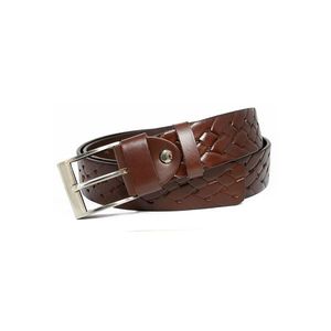 Men´s leather belt with a braided brown motif vyobraziť