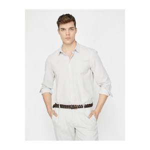 Koton Men's Ecru Classic Collar Long Sleeve Shirt vyobraziť