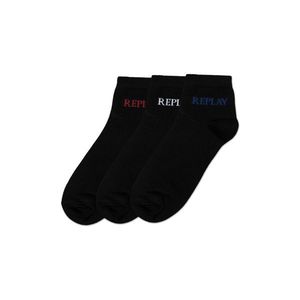 Replay Ponožky Low Cut Basic Leg Logo 3Prs Card Wrap - Black/Logo Ass Colour vyobraziť