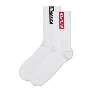 Replay Ponožky Tennis Half Terry Leg Stripe&Logo 2Prs Banderole - Whitee/Whitee vyobraziť