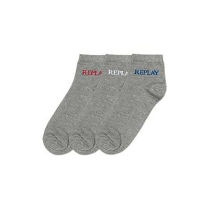 Replay Ponožky Low Cut Basic Leg Logo 3Prs Card Wrap - Grey Mel./Logo Ass vyobraziť