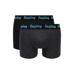 Replay Boxerky Boxer Style 5 Jacquard Logo 2Pcs Box - Black/D Gmel/Azure vyobraziť