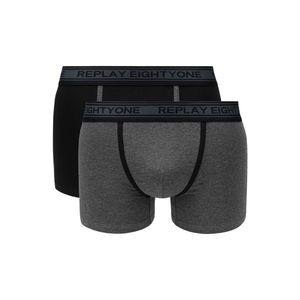 Replay Boxerky Boxer Style 6 Cuff Logo&Contrast Piping 2Pcs Box - Black/Dark vyobraziť