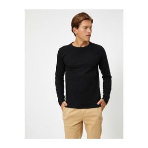 Koton Men's Black Bike Collar Long Sleeve Basic T-shirt vyobraziť