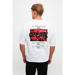 Trendyol White Men's Oversize Printed Short Sleeve T-Shirt vyobraziť