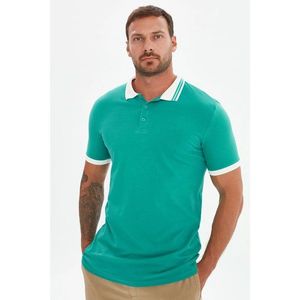Trendyol Green Men's Slim Fit Short Sleeve Contrast Neck Detailed Polo Neck T-shirt vyobraziť