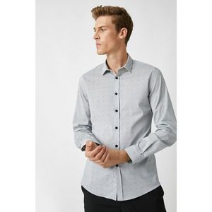 Koton Men's Black Striped Patterned Classic Collar Long Sleeve Shirt vyobraziť