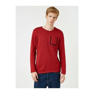 Koton Men's Red Crew Neck Pocket Long Sleeve Sweater vyobraziť