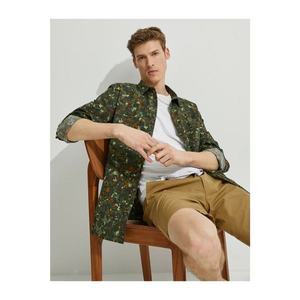 Koton Men's Green Patterned Shirt Cotton vyobraziť