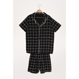Trendyol Black Checkered Woven Pajamas Set vyobraziť