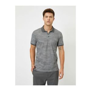 Koton Men's Grey Polo Neck Short Sleeve Patterned T-shirt vyobraziť