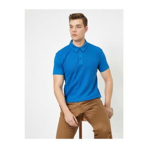 Koton Men's Blue Short Sleeve Polo Neck T-Shirt vyobraziť