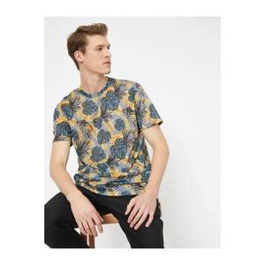 Koton Men's Yellow Patterned T-shirt vyobraziť