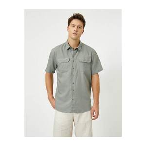 Koton Men's Green Pocket Detailed Short Sleeve Shirt vyobraziť