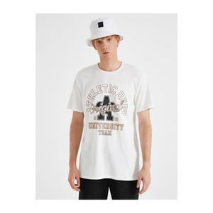 Koton Men's White Cotton Printed T-Shirt vyobraziť