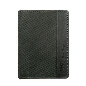 Black leather wallet with a braided pattern vyobraziť
