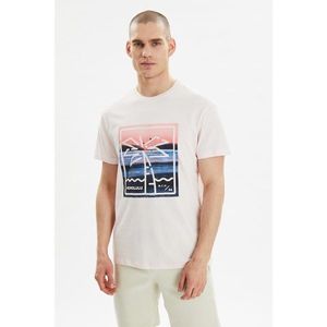 Trendyol Pink Men's Regular Fit Short Sleeve Printed T-Shirt vyobraziť