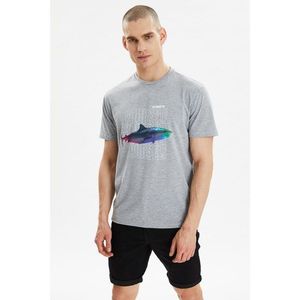 Trendyol Gray Men's Regular Fit Short Sleeve Printed T-Shirt vyobraziť