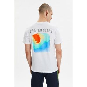 Trendyol White Men's Regular Fit Short Sleeve Printed T-Shirt vyobraziť