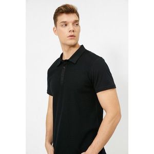 Koton Men's Black Polo Neck T-Shirt vyobraziť