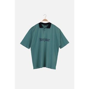 Trendyol Green Men's Oversized Short Sleeve Printed Polo Neck T-shirt vyobraziť