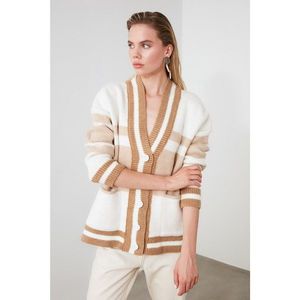 Trendyol Camel Striped Color Block Knitwear Cardigan vyobraziť