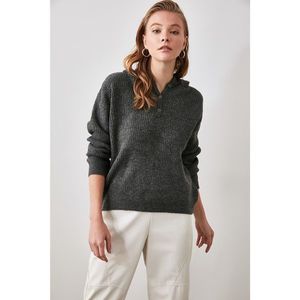 Trendyol Anthracite Hooded Knitwear Sweater vyobraziť