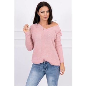 Sweater with V neckline powdered pink vyobraziť