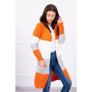 Sweater Cardigan in the straps orange+ecru vyobraziť