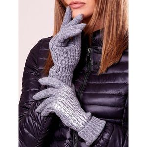 Gray gloves with wool and silver appliqué vyobraziť