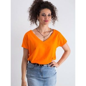 Orange fluo orange V-neck cotton t-shirt vyobraziť