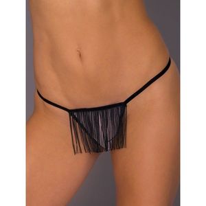Women´s black and white thongs with fringes vyobraziť