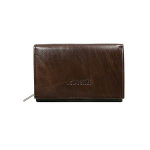 Brown leather wallet with press stud and zippers vyobraziť