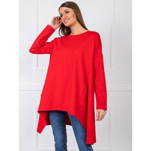 Red sweatshirt tunic with pockets vyobraziť
