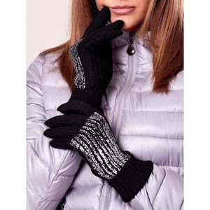 Black gloves with wool and silver application vyobraziť