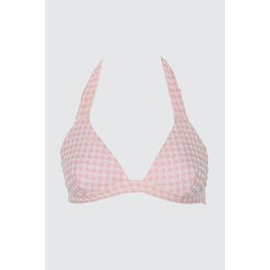 Trendyol Pink Plaid Textured Bikini Top vyobraziť