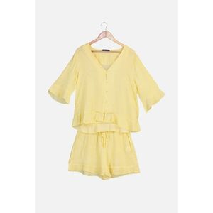 Trendyol Yellow Printed Woven Pajamas Set vyobraziť