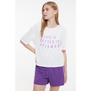 Trendyol Purple Printed Knitted Pajamas Set vyobraziť
