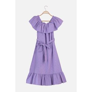 Trendyol Purple Belted Karmen Collar Embroidery Dress vyobraziť