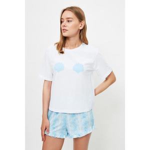 Trendyol Blue Sea Shell Pattern Knitted Pajamas Set vyobraziť