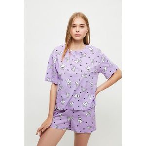 Trendyol Lilac Puppy Patterned Knitted Pajamas Set vyobraziť